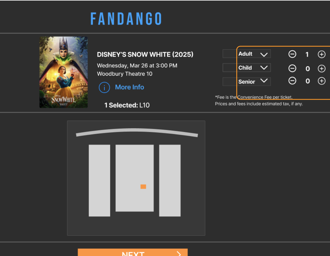 Original seat selection with hidden pricing