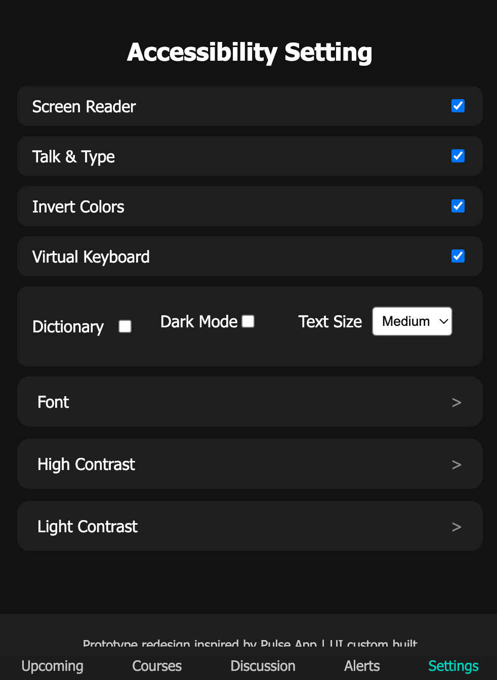 Brightspace Pulse app redesign prototype