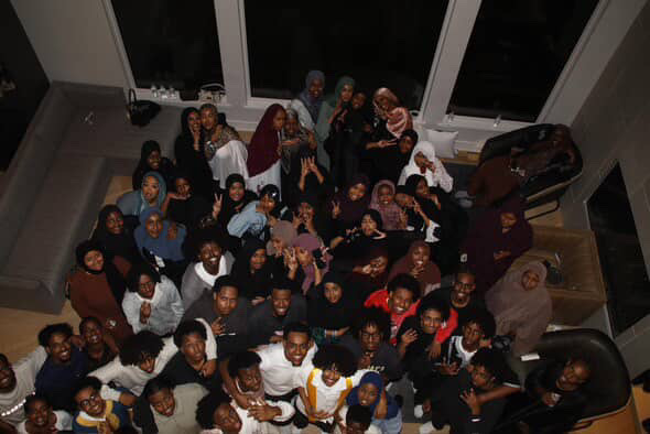 Students at educational film screening